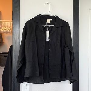 XS Deiji Studios “The Moment” linen shirt - deep black